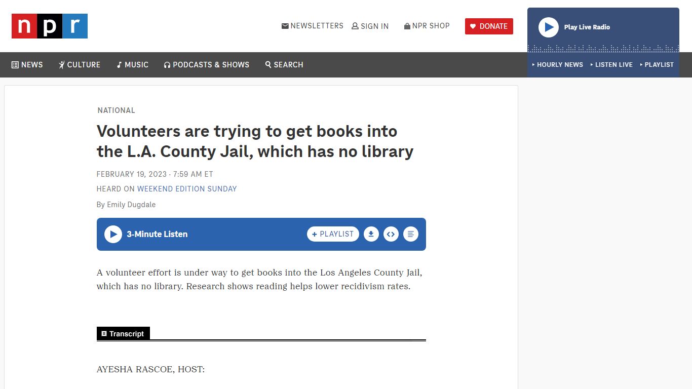 Volunteers are trying to get books into the L.A. County Jail ... - NPR